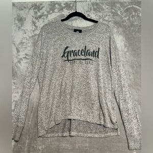 Graceland Elvis Presley Long Sleeve Top Women’s Grey Cozy